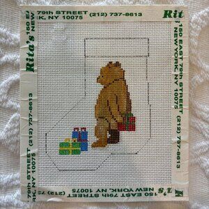 Mini Needlepoint Canvas Stocking Bear